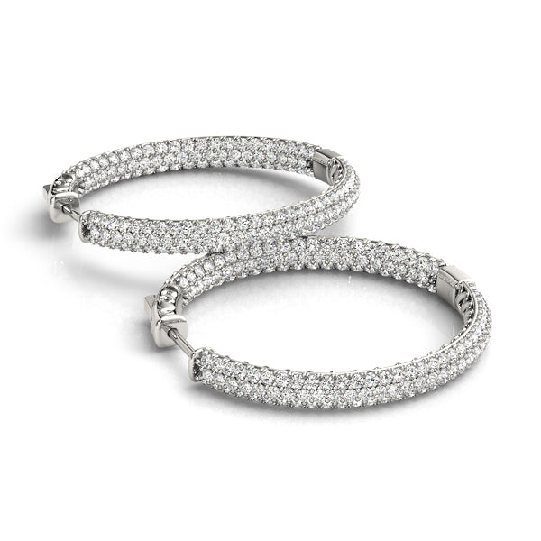 White Gold 1/2 CT Diamond Inside Out Hoop Earrings