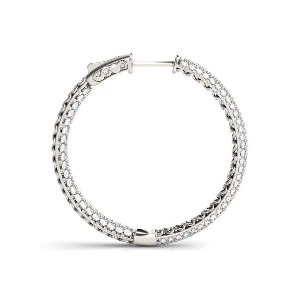 Platinum Inside Out Diamond Hoop Earrings