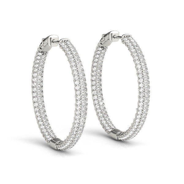White Gold 1/2 CT Diamond Inside Out Hoop Earrings