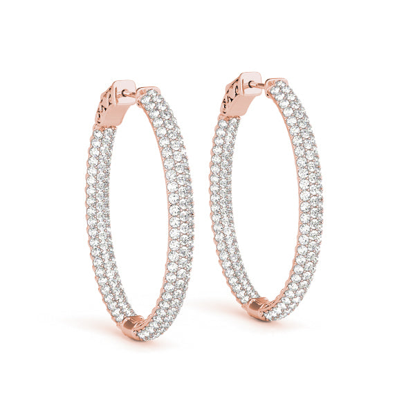Rose Gold 1ctw Diamond Inside Out Hoop Earrings