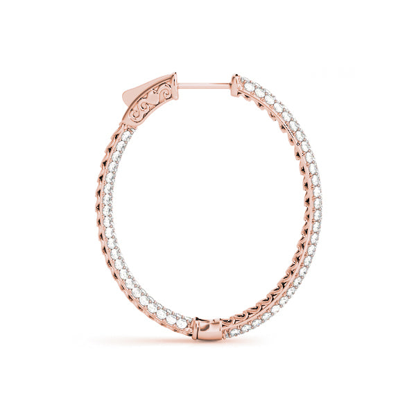 Rose Gold 1ctw Diamond Inside Out Hoop Earrings