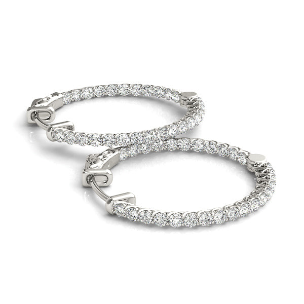 18K White Gold Diamond Inside Out Hoop Earrings