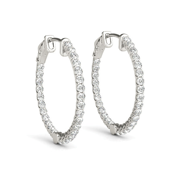 Platinum Diamond Inside Out Hoop Earrings - 3/8 ctw