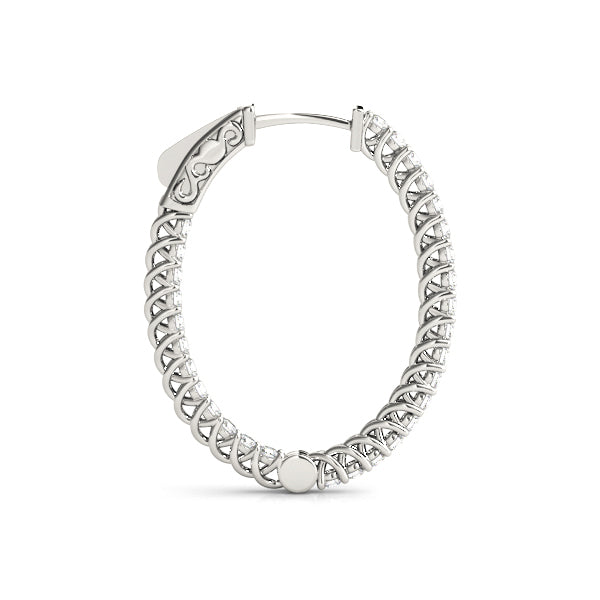 14K White Gold Diamond Inside Out Hoop Earrings