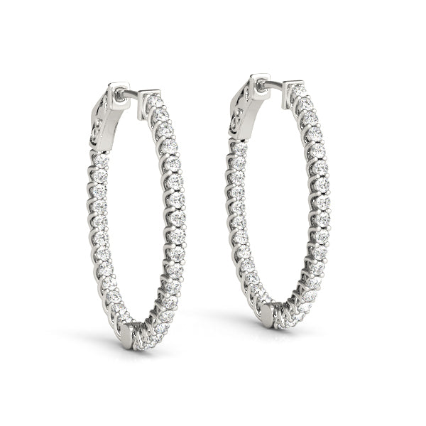 Platinum Diamond Inside Out Hoop Earrings - 5/8 ctw