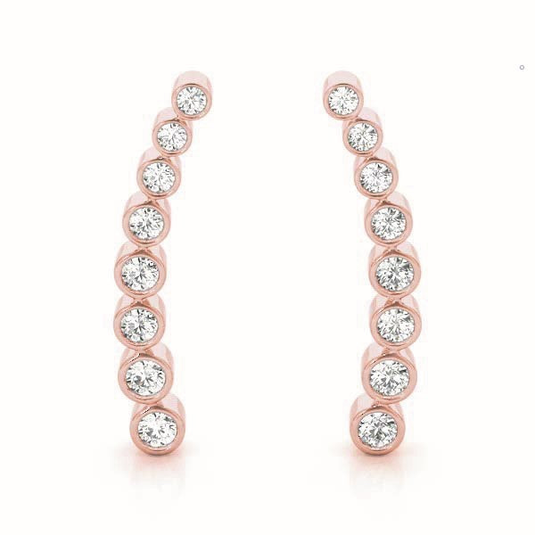18K Rose Gold Round Diamond Fashion Earrings
