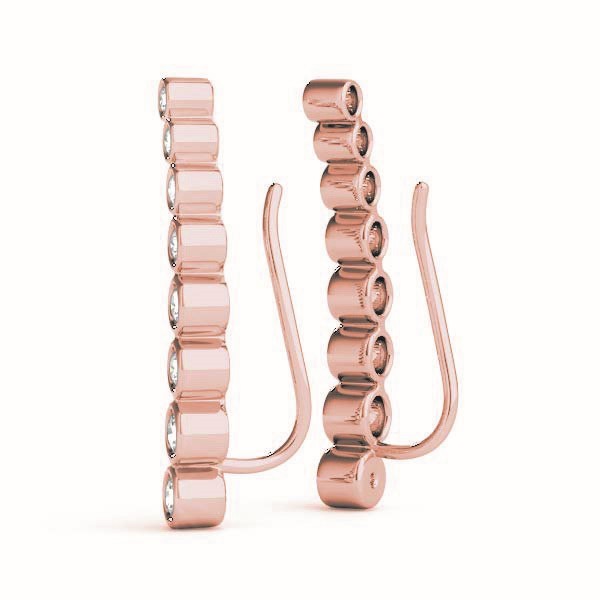 18K Rose Gold Round Diamond Fashion Earrings