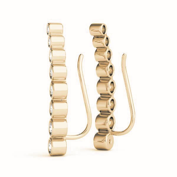 18K Yellow Gold Round Diamond Drop Earrings