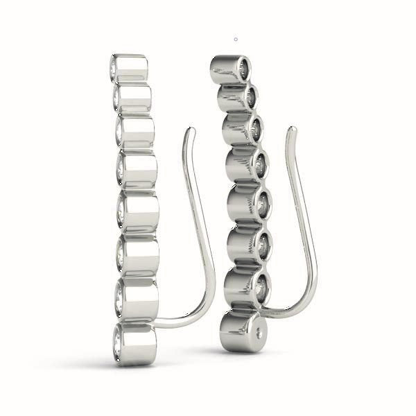 18K White Gold Round Diamond Climber Earrings