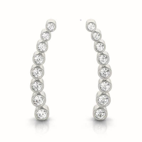 14K White Gold Round Diamond Fashion Earrings