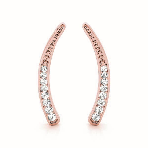 18K Rose Gold Round Diamond Fashion Earrings