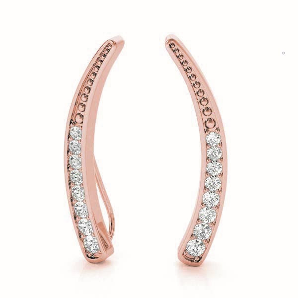 18K Rose Gold Round Diamond Fashion Earrings