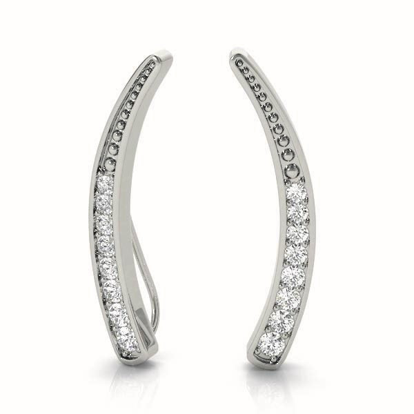 Platinum White Diamond Fashion Climber Earrings