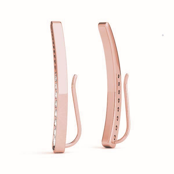 18K Rose Gold Round Diamond Fashion Earrings