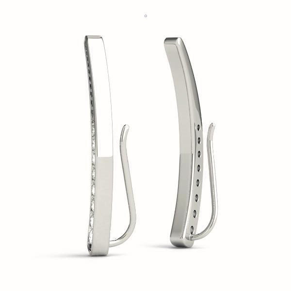 Platinum White Diamond Fashion Climber Earrings