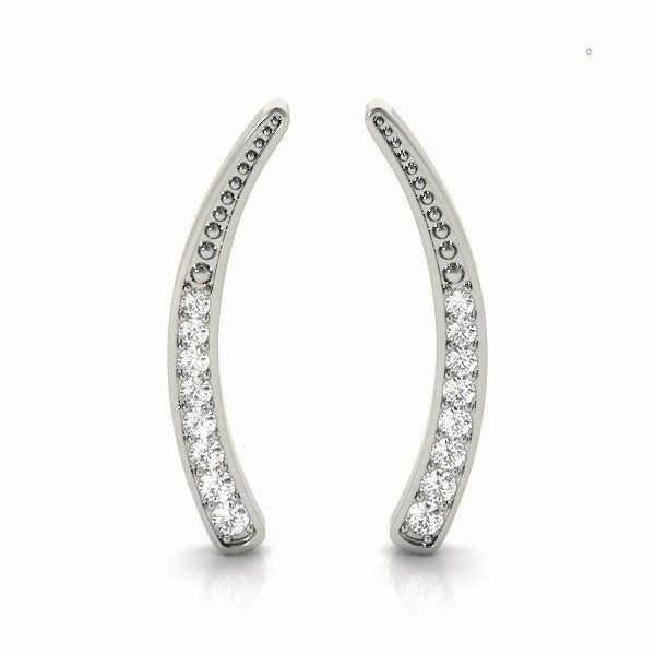 14K White Gold Round Diamond Climber Earrings