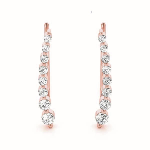 14K Rose Gold Diamond Climber Earrings