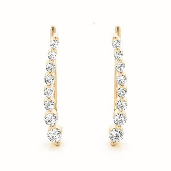 18K Yellow Gold Round Diamond Fashion Earrings