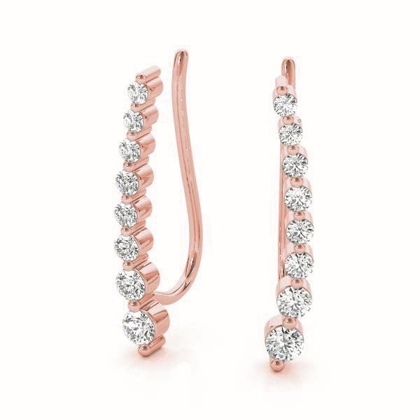 14K Rose Gold Diamond Climber Earrings