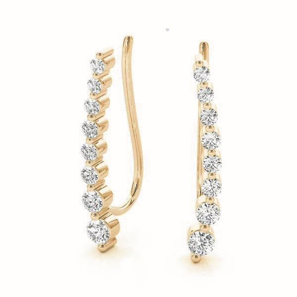 18K Yellow Gold Round Diamond Fashion Earrings
