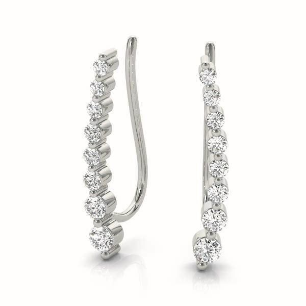 18K White Gold Round Diamond Fashion Earrings