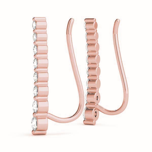 18K Rose Gold Round Diamond Fashion Earrings