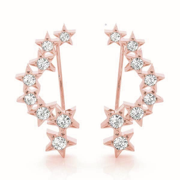 Rose Gold Round Diamond Fashion Stud Earrings
