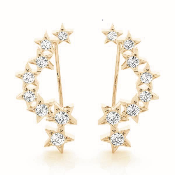 18K Yellow Gold Round Diamond Fashion Earrings