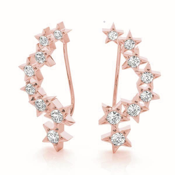 18K Rose Gold Diamond Climber Earrings 1/6 ctw