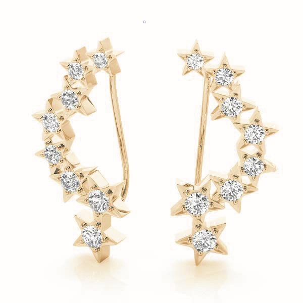 18K Yellow Gold Round Diamond Fashion Earrings