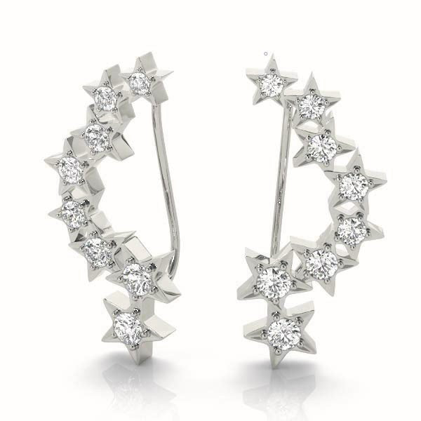 14K White Gold Round Diamond Fashion Earrings