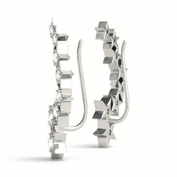 Round Diamond Ear Climbers in Fine Metal