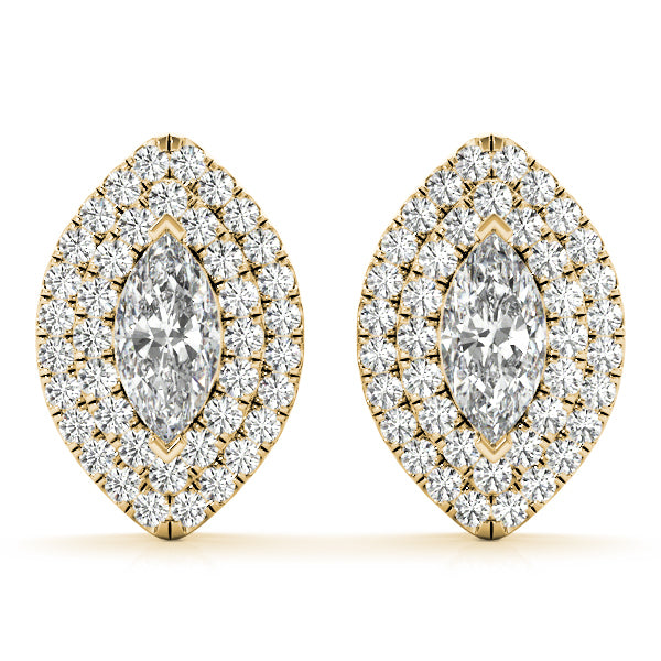 18K Yellow Gold Round Diamond Halo Earrings
