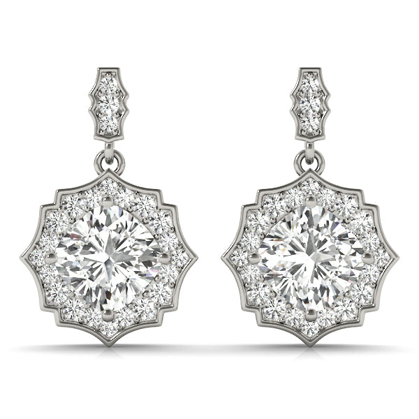 Diamond Scalloped Halo Earrings