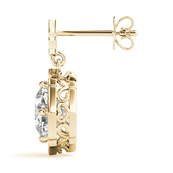 18K Yellow Gold Round Diamond Halo Earrings