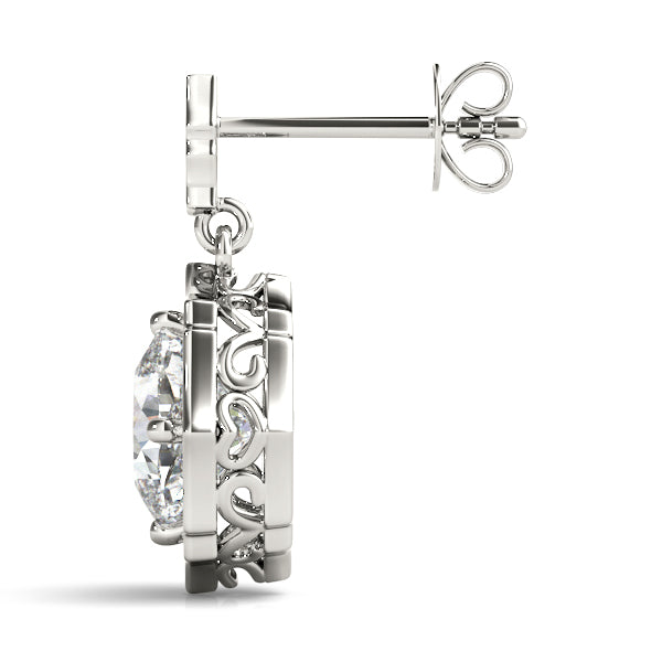 Round Diamond Scalloped Halo Earrings