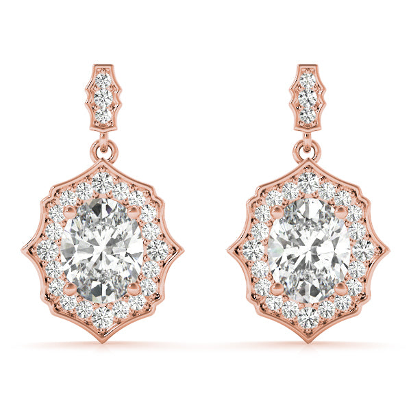 14K Rose Gold Diamond Accent Halo Earrings