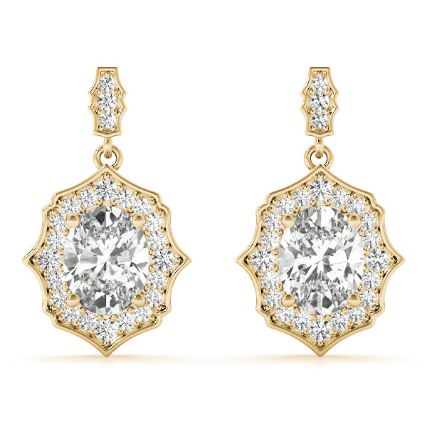 14K Yellow Gold Diamond Accent Halo Earrings