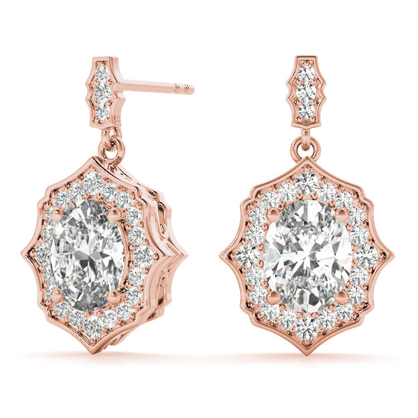 Rose Gold 1/5 CT Diamond Halo Stud Earrings