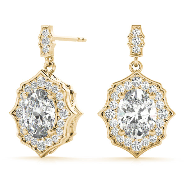 18K Yellow Gold Round Diamond Halo Earrings