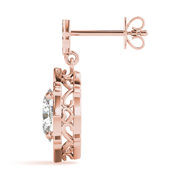 Rose Gold 1/5 CT Diamond Halo Stud Earrings