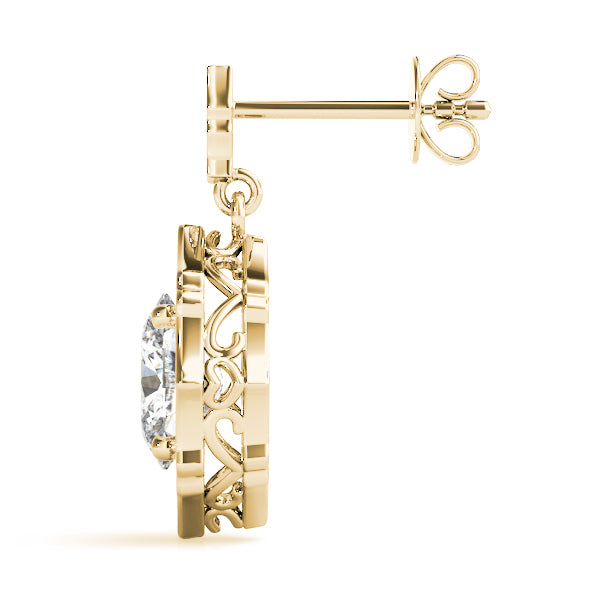 14K Yellow Gold Diamond Halo Stud Earrings