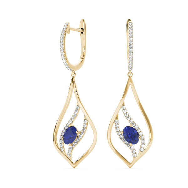 18K Yellow Gold Diamond Oval Earrings