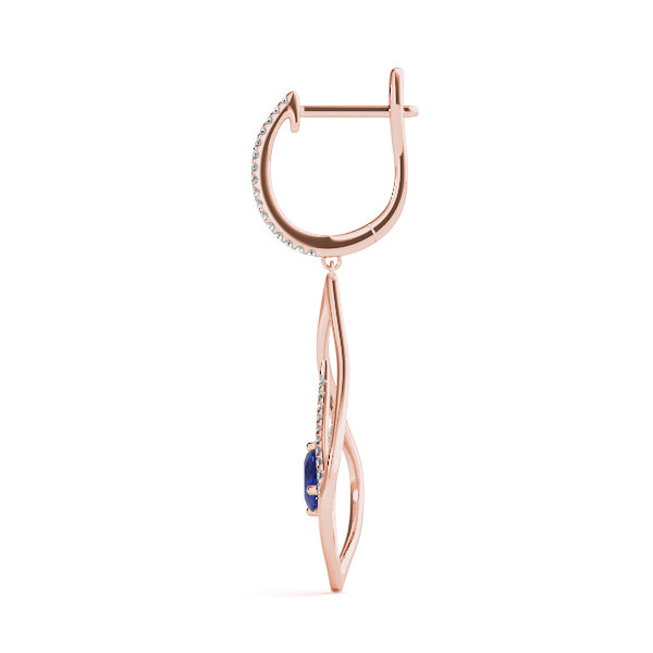 14K Rose Gold Oval Diamond Earrings