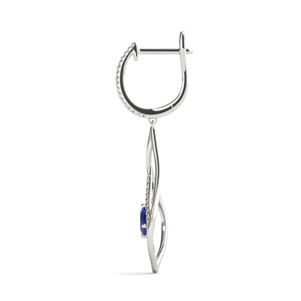 18K White Gold Diamond Oval Fashion Earrings