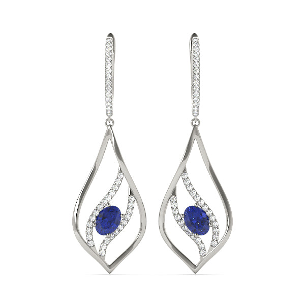 18K White Gold Diamond Oval Fashion Earrings