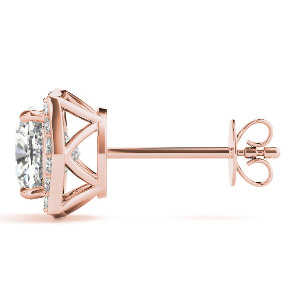 14K Rose Gold Diamond Halo Earring Set