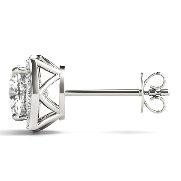 Platinum White Diamond Halo Earrings