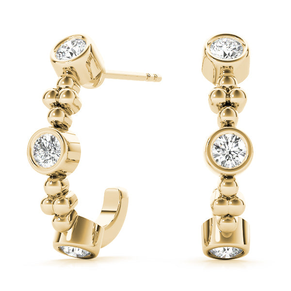 18K Yellow Gold Diamond Hoop Earrings