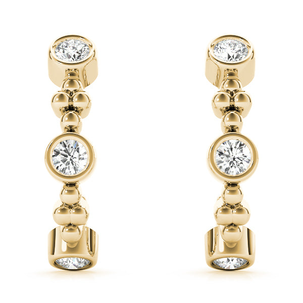 18K Yellow Gold Diamond Hoop Earrings